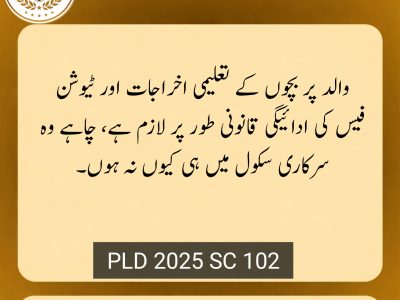Legal principle in Urdu based on Pakistani case law